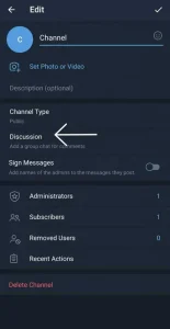 Add Telegram Discussion To Telegram Channels